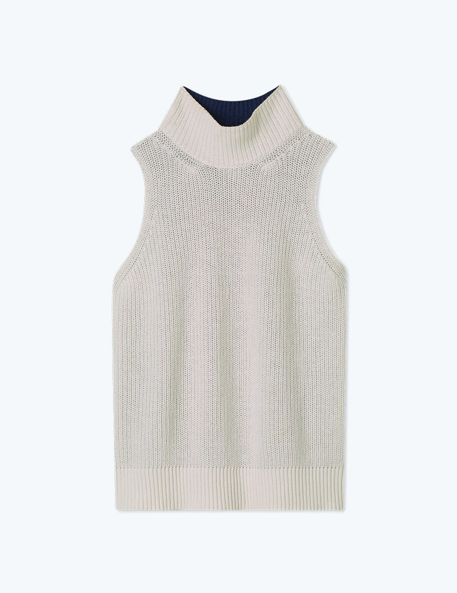 The High Neck Sweater Vest - Atlantic & White Sand - Image 3