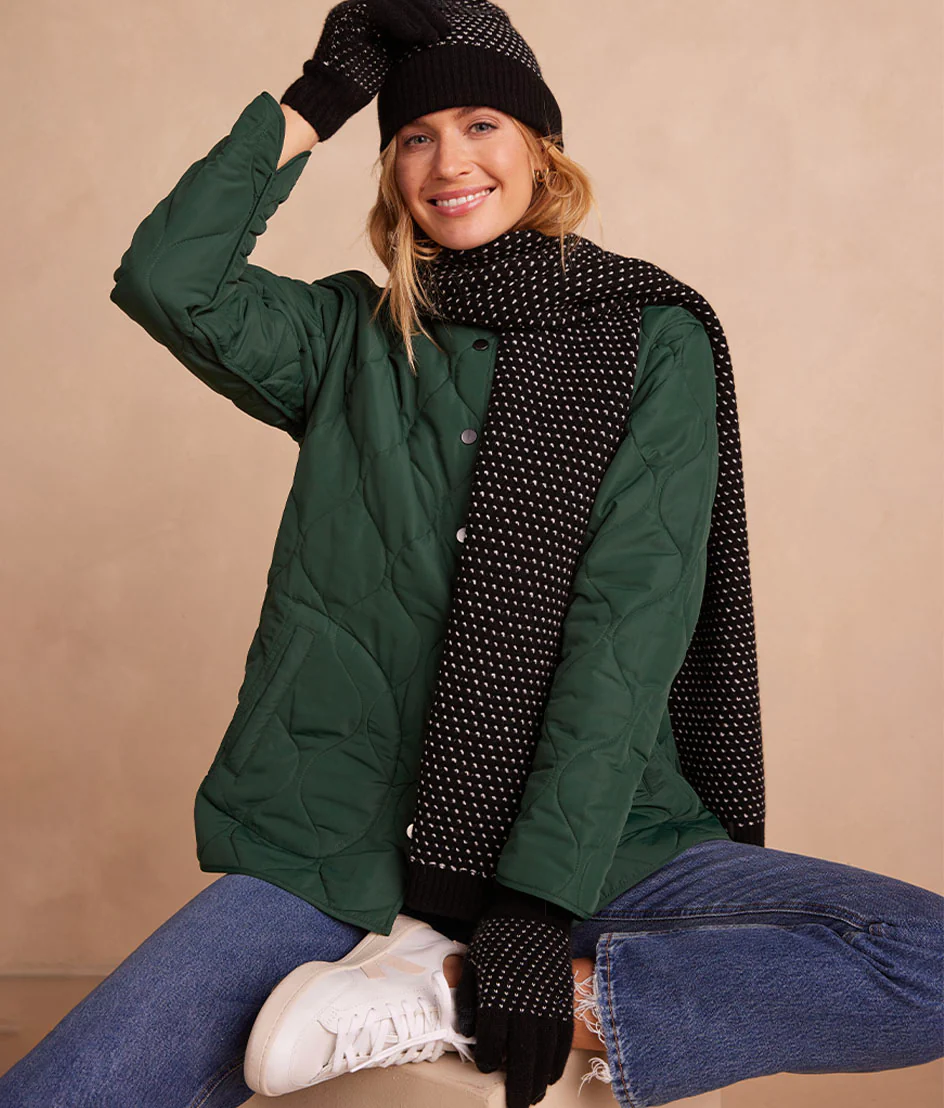 The Luxe Cashmere Blend Mix Stitch Scarf - Sea Urchin & White Sand - Image 3