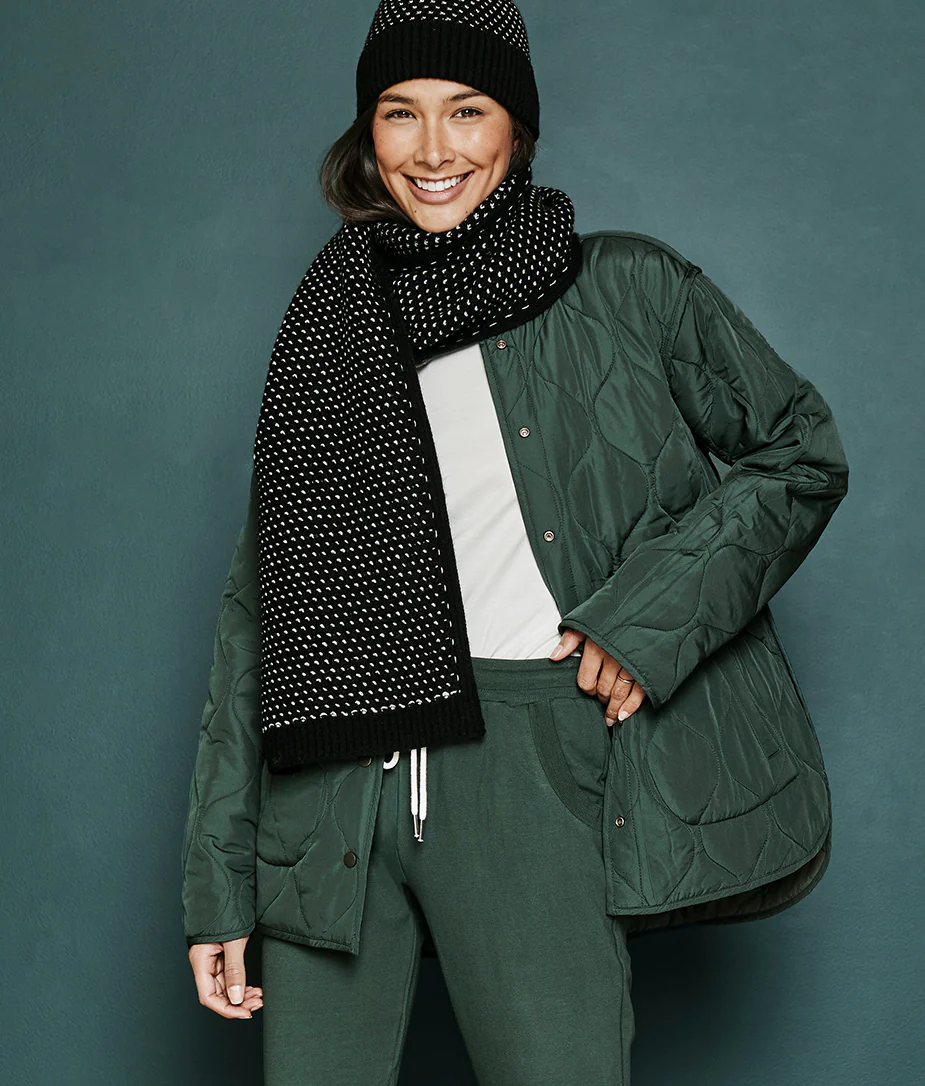 The Luxe Cashmere Blend Mix Stitch Scarf - Sea Urchin & White Sand - Image 4