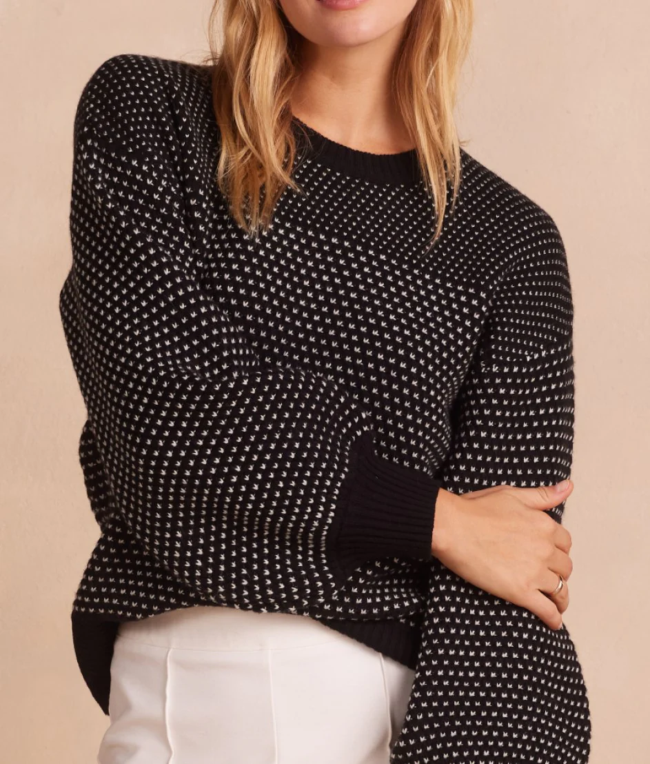 The Luxe Cashmere Blend Mix Stitch Sweater - Sea Urchin & Dune - Image 4