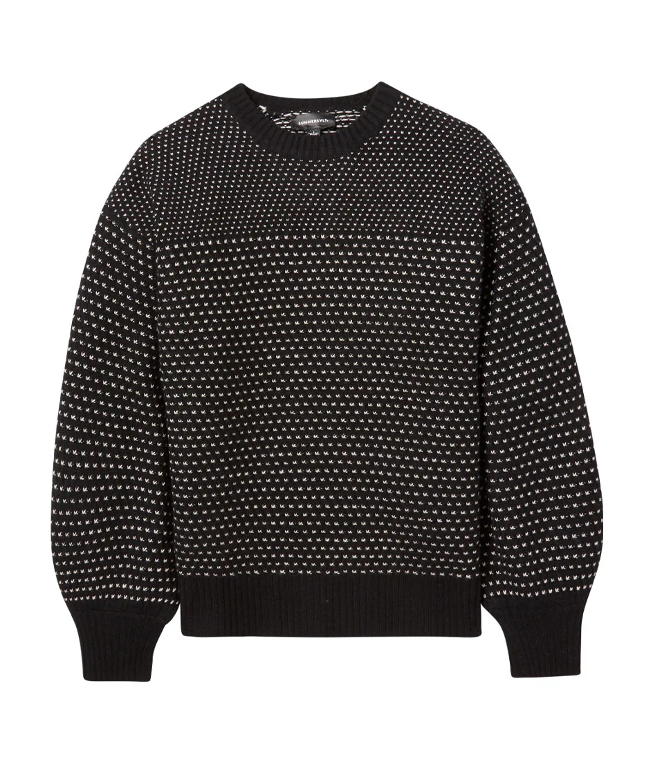 The Luxe Cashmere Blend Mix Stitch Sweater - Sea Urchin & Dune - Image 5