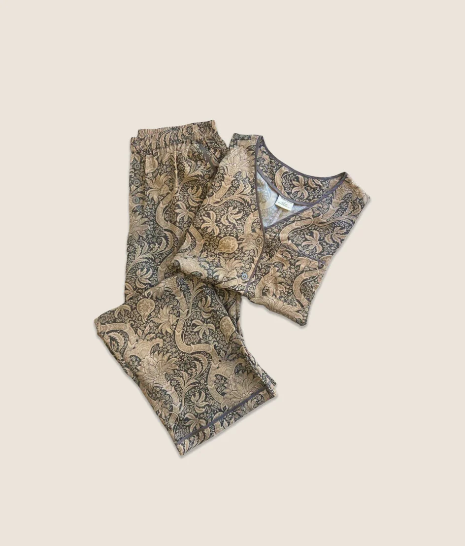 The Silky Luxe Pajama Set - Indian in Charcoal & Nickel - Image 6